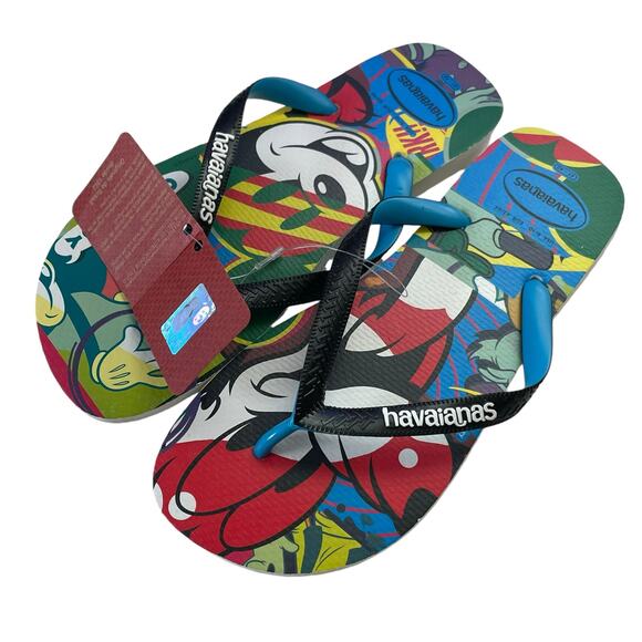 Havaianas Flip Flops Mens Size 9/10 Eur 43/44 Disney Mickey Mouse Pluto Slip On - Picture 2 of 10